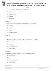 Supply Management MCQs with Answers